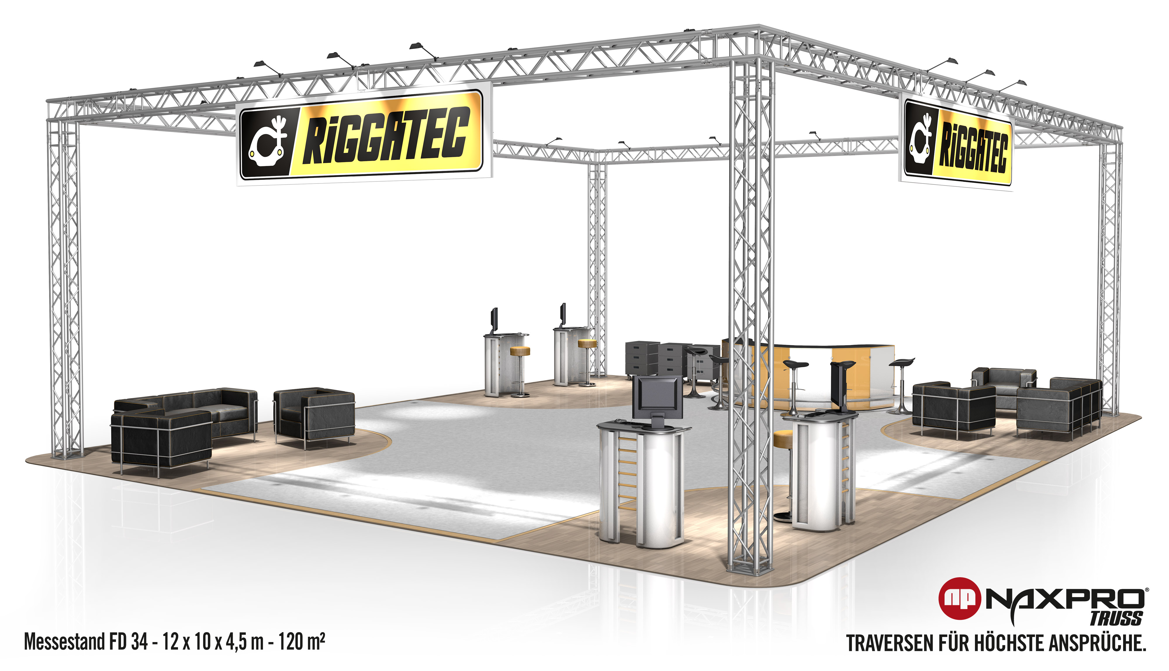 Traverse Naxpro-Truss FD 34 - 300 Cm, Certifiée TÜV, 29x29 Cm, 16,2 Kg, Pour éclairage Et Construction événementielle